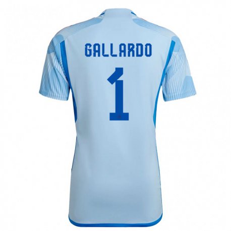 Kandiny Enfant Maillot Espagne Dolores Gallardo #1 Bleu Ciel Tenues Extérieur 22-24 T-shirt