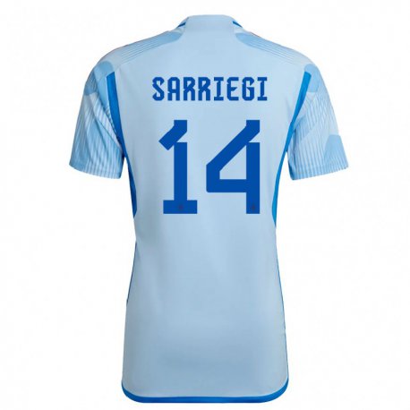 Kandiny Enfant Maillot Espagne Amaiur Sarriegi #14 Bleu Ciel Tenues Extérieur 22-24 T-shirt