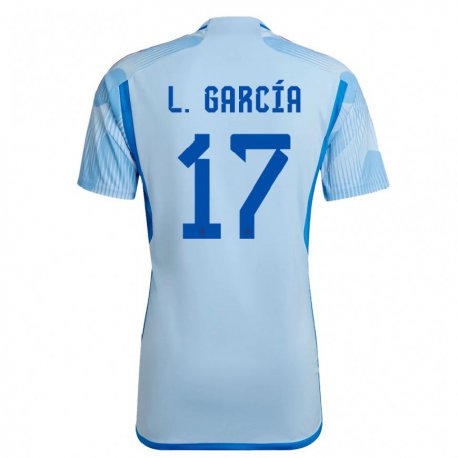 Kandiny Enfant Maillot Espagne Lucia Garcia #17 Bleu Ciel Tenues Extérieur 22-24 T-shirt