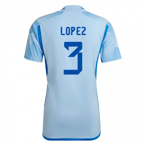 Kandiny Enfant Maillot Espagne Juan Lopez #3 Bleu Ciel Tenues Extérieur 22-24 T-shirt