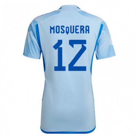 Kandiny Enfant Maillot Espagne Cristian Mosquera #12 Bleu Ciel Tenues Extérieur 22-24 T-shirt