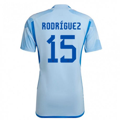 Kandiny Enfant Maillot Espagne Dani Rodriguez #15 Bleu Ciel Tenues Extérieur 22-24 T-shirt