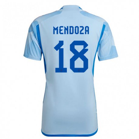 Kandiny Enfant Maillot Espagne Rodrigo Mendoza #18 Bleu Ciel Tenues Extérieur 22-24 T-shirt