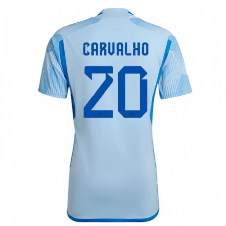 Kandiny Enfant Maillot Espagne Miguel Carvalho #20 Bleu Ciel Tenues Extérieur 22-24 T-shirt