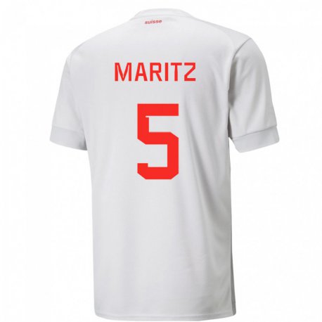 Kandiny Enfant Maillot Suisse Noelle Maritz #5 Blanc Tenues Extérieur 22-24 T-shirt