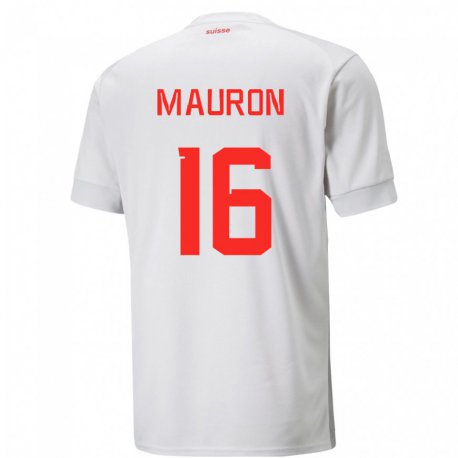 Kandiny Enfant Maillot Suisse Sandrine Mauron #16 Blanc Tenues Extérieur 22-24 T-shirt