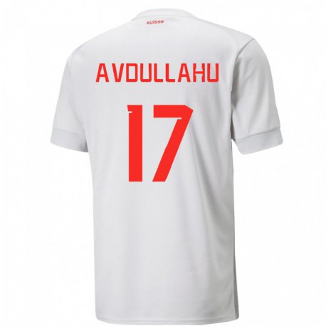Kandiny Enfant Maillot Suisse Leon Avdullahu #17 Blanc Tenues Extérieur 22-24 T-shirt