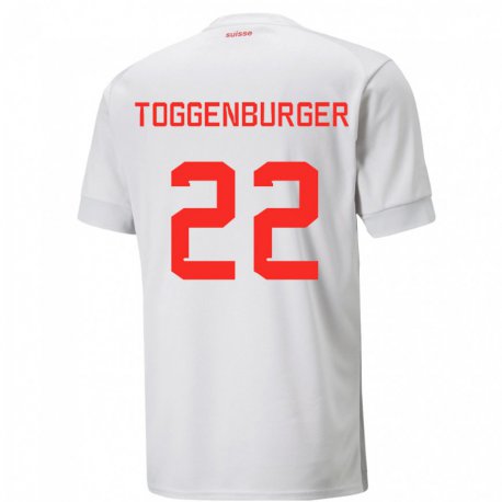 Kandiny Enfant Maillot Suisse Nando Toggenburger #22 Blanc Tenues Extérieur 22-24 T-shirt