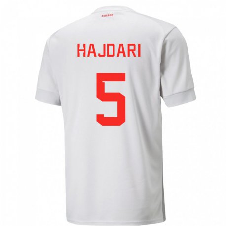 Kandiny Enfant Maillot Suisse Albian Hajdari #5 Blanc Tenues Extérieur 22-24 T-shirt