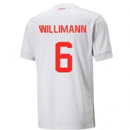 Kandiny Enfant Maillot Suisse Mauricio Willimann #6 Blanc Tenues Extérieur 22-24 T-shirt