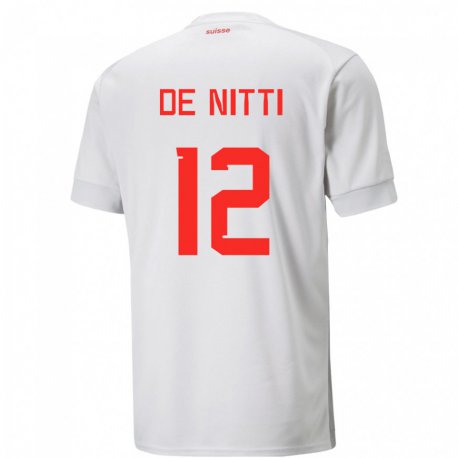 Kandiny Enfant Maillot Suisse Gianni De Nitti #12 Blanc Tenues Extérieur 22-24 T-shirt