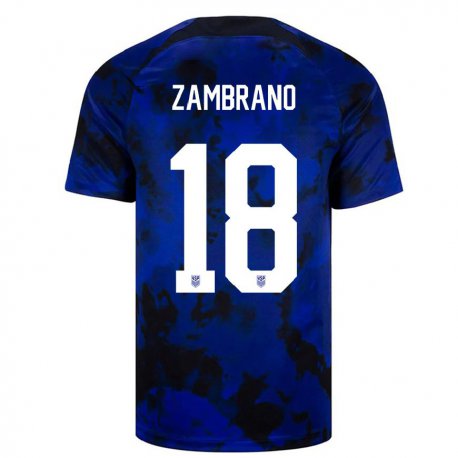 Kandiny Enfant Maillot États-unis Marcos Zambrano #18 Bleu Royal Tenues Extérieur 22-24 T-shirt