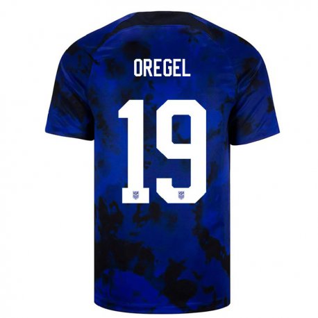 Kandiny Enfant Maillot États-unis Sergio Oregel #19 Bleu Royal Tenues Extérieur 22-24 T-shirt