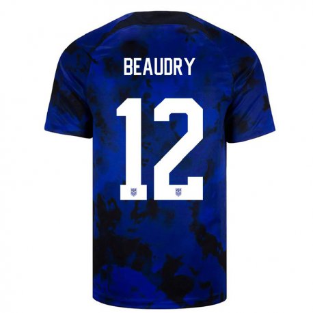 Kandiny Enfant Maillot États-unis Adam Beaudry #12 Bleu Royal Tenues Extérieur 22-24 T-shirt