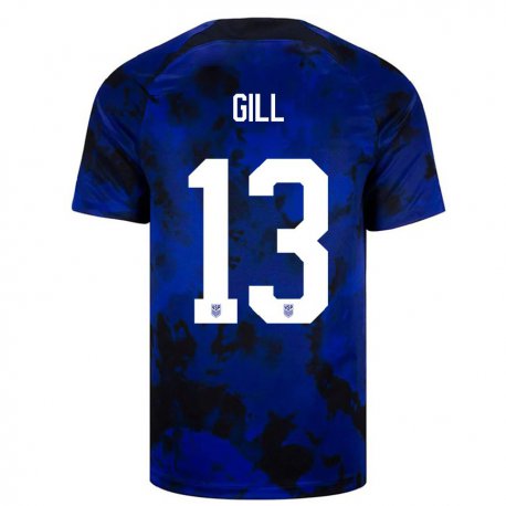 Kandiny Enfant Maillot États-unis Adrian Gill #13 Bleu Royal Tenues Extérieur 22-24 T-shirt