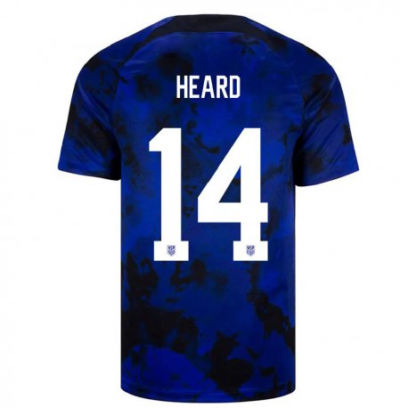 Kandiny Enfant Maillot États-unis Aaron Heard #14 Bleu Royal Tenues Extérieur 22-24 T-shirt