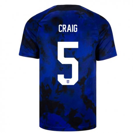 Kandiny Enfant Maillot États-unis Brandan Craig #5 Bleu Royal Tenues Extérieur 22-24 T-shirt