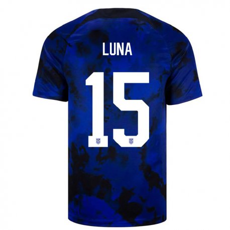 Kandiny Enfant Maillot États-unis Diego Luna #15 Bleu Royal Tenues Extérieur 22-24 T-shirt