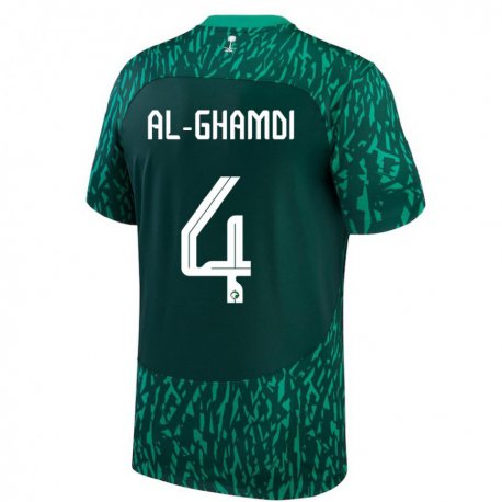 Kandiny Enfant Maillot Arabie Saoudite Talah Al Ghamdi #4 Vert Foncé Tenues Extérieur 22-24 T-shirt