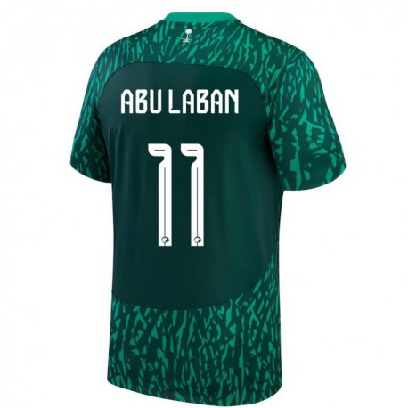 Kandiny Enfant Maillot Arabie Saoudite Dalia Abu Laban #11 Vert Foncé Tenues Extérieur 22-24 T-shirt