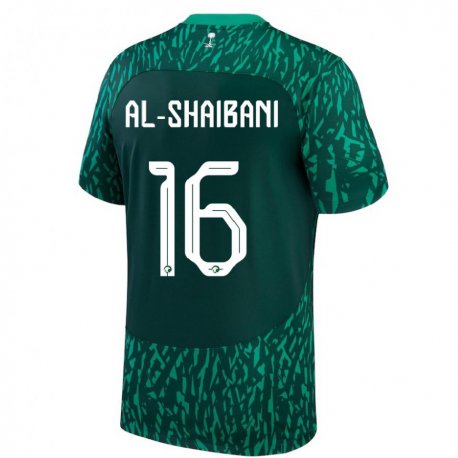 Kandiny Enfant Maillot Arabie Saoudite Asrar Al Shaibani #16 Vert Foncé Tenues Extérieur 22-24 T-shirt