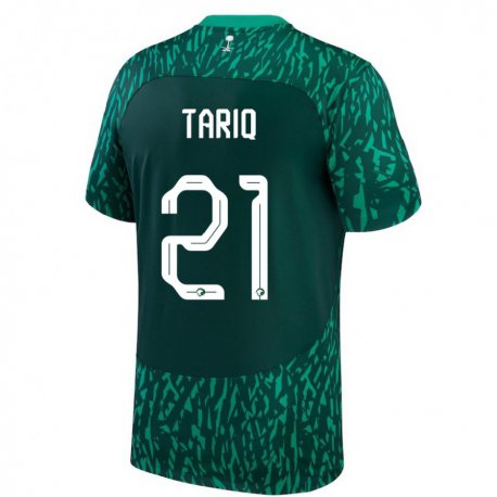 Kandiny Enfant Maillot Arabie Saoudite Juri Tariq #21 Vert Foncé Tenues Extérieur 22-24 T-shirt