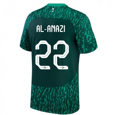 Kandiny Enfant Maillot Arabie Saoudite Lama Al Anazi #22 Vert Foncé Tenues Extérieur 22-24 T-shirt