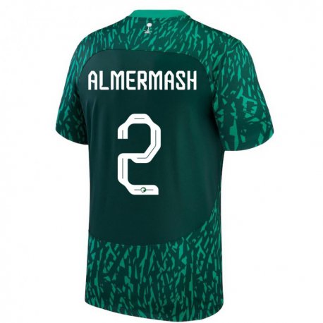 Kandiny Enfant Maillot Arabie Saoudite Oama Almermash #2 Vert Foncé Tenues Extérieur 22-24 T-shirt
