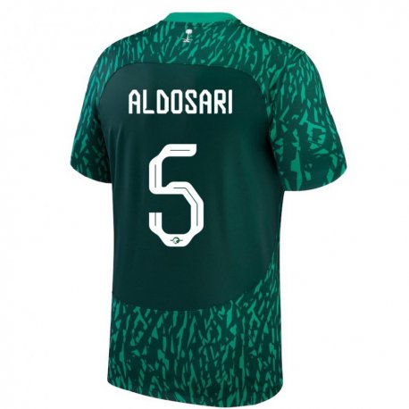 Kandiny Enfant Maillot Arabie Saoudite Mohammed Aldosari #5 Vert Foncé Tenues Extérieur 22-24 T-shirt