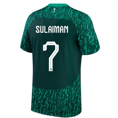 Kandiny Enfant Maillot Arabie Saoudite Mohammed Sulaiman #7 Vert Foncé Tenues Extérieur 22-24 T-shirt