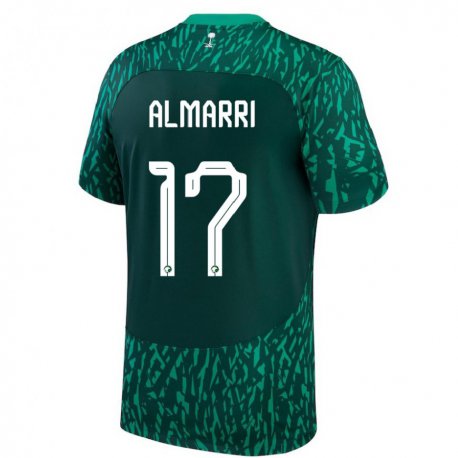 Kandiny Enfant Maillot Arabie Saoudite Mohammed Almarri #17 Vert Foncé Tenues Extérieur 22-24 T-shirt