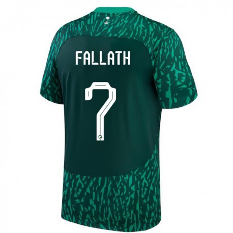 Kandiny Enfant Maillot Arabie Saoudite Fahad Fallath #7 Vert Foncé Tenues Extérieur 22-24 T-shirt
