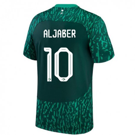 Kandiny Enfant Maillot Arabie Saoudite Yassen Aljaber #10 Vert Foncé Tenues Extérieur 22-24 T-shirt