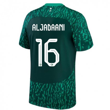 Kandiny Enfant Maillot Arabie Saoudite Nawaf Aljadaani #16 Vert Foncé Tenues Extérieur 22-24 T-shirt
