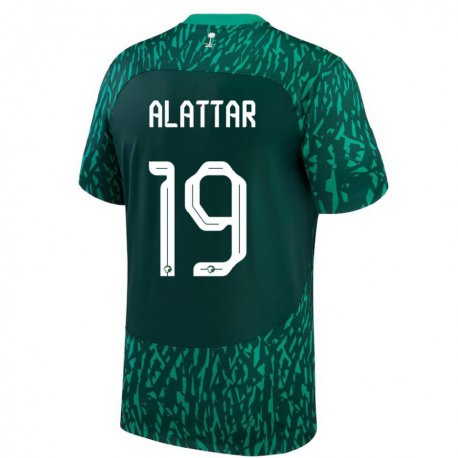 Kandiny Enfant Maillot Arabie Saoudite Ramiz Alattar #19 Vert Foncé Tenues Extérieur 22-24 T-shirt