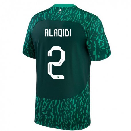 Kandiny Enfant Maillot Arabie Saoudite Nawaf Alaqidi #2 Vert Foncé Tenues Extérieur 22-24 T-shirt