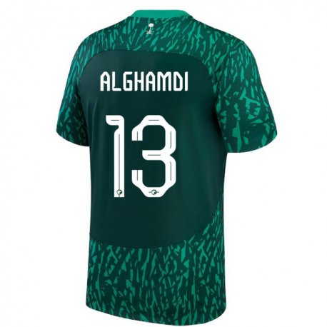 Kandiny Enfant Maillot Arabie Saoudite Hazzaa Alghamdi #13 Vert Foncé Tenues Extérieur 22-24 T-shirt