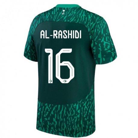 Kandiny Enfant Maillot Arabie Saoudite Mohammed Al Rashidi #16 Vert Foncé Tenues Extérieur 22-24 T-shirt