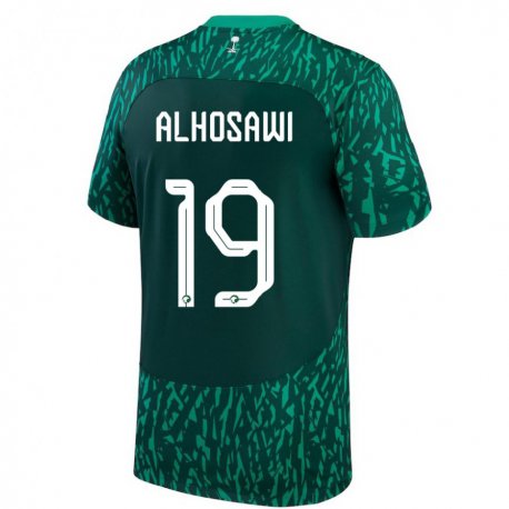 Kandiny Enfant Maillot Arabie Saoudite Zakrei Alhosawi #19 Vert Foncé Tenues Extérieur 22-24 T-shirt