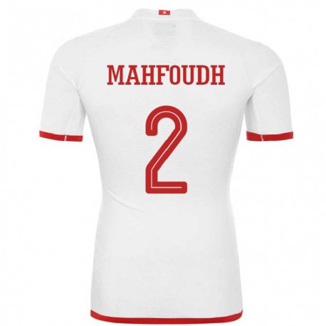 Kandiny Enfant Maillot Tunisie Dhikra Mahfoudh #2 Blanc Tenues Extérieur 22-24 T-shirt