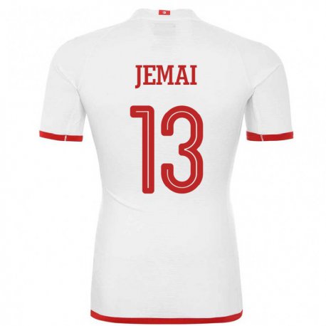 Kandiny Enfant Maillot Tunisie Yasmine Jemai #13 Blanc Tenues Extérieur 22-24 T-shirt