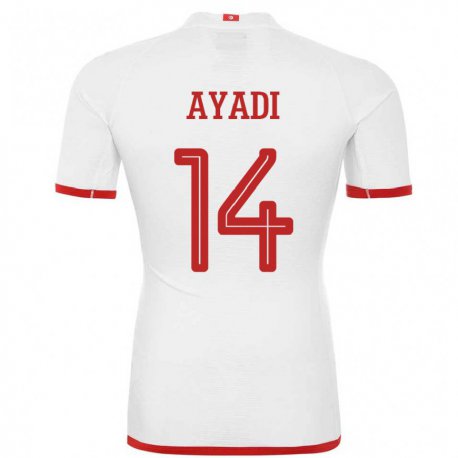 Kandiny Enfant Maillot Tunisie Ghada Ayadi #14 Blanc Tenues Extérieur 22-24 T-shirt