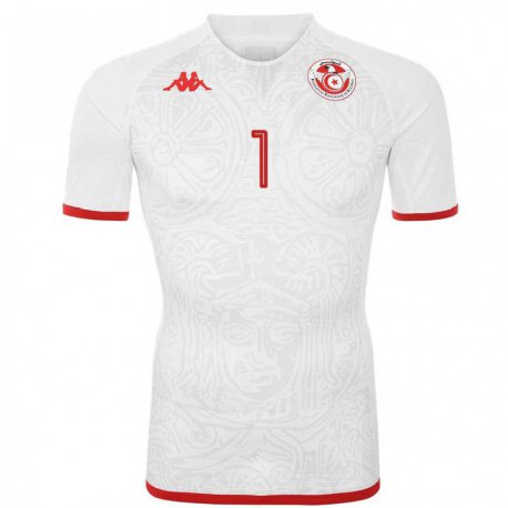 Kandiny Enfant Maillot Tunisie Wassim Maghzouani #1 Blanc Tenues Extérieur 22-24 T-shirt