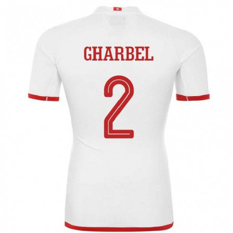 Kandiny Enfant Maillot Tunisie Mahmoud Gharbel #2 Blanc Tenues Extérieur 22-24 T-shirt