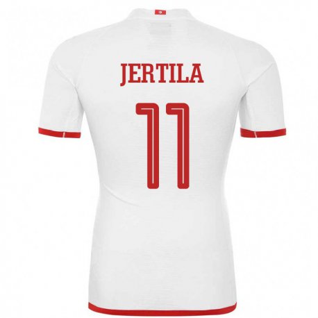 Kandiny Enfant Maillot Tunisie Hedi Jertila #11 Blanc Tenues Extérieur 22-24 T-shirt