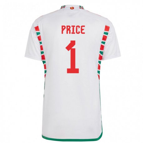 Kandiny Enfant Maillot Pays De Galles Jo Price #1 Blanc Tenues Extérieur 22-24 T-shirt