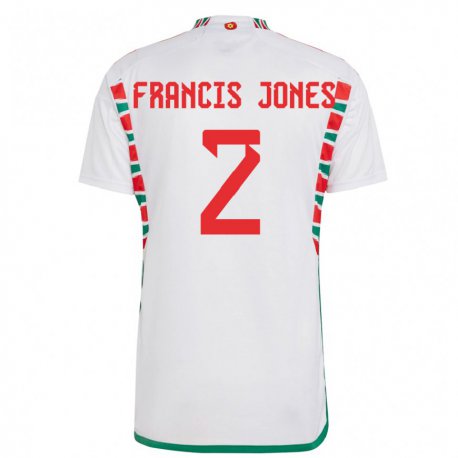 Kandiny Enfant Maillot Pays De Galles Maria Francis Jones #2 Blanc Tenues Extérieur 22-24 T-shirt