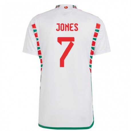 Kandiny Enfant Maillot Pays De Galles Emma Jones #7 Blanc Tenues Extérieur 22-24 T-shirt