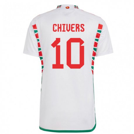 Kandiny Enfant Maillot Pays De Galles Chloe Chivers #10 Blanc Tenues Extérieur 22-24 T-shirt