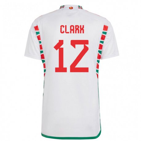 Kandiny Enfant Maillot Pays De Galles Olivia Clark #12 Blanc Tenues Extérieur 22-24 T-shirt
